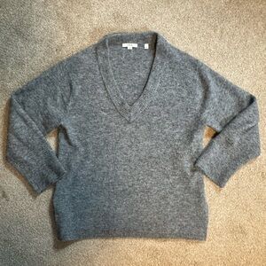 VINCE Side Slit V-Neck Sweater in Grey Wool Alpaca Blend Size S